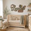 Personalized Rose And Daisy Wood Name Sign For Nursery Wall Decor Custom Floral Wooden Nameplate For Baby Girl Room Wildflower Toddler Birthday Gift - View 1
