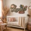 Personalized Rose And Daisy Wood Name Sign For Nursery Wall Decor Custom Floral Wooden Nameplate For Baby Girl Room Wildflower Toddler Birthday Gift - View 2