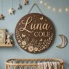 Personalized Round Floral Name Sign For Nursery Custom 3D Wooden Wall Decor For Baby Girl Room Flower Garden Theme Wood Sign Unique Baby Gift - Style 5