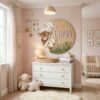 Personalized Round Nursery Name Wood Sign, Custom Boho Wooden Hanging Plaque For Baby Room Or Kids Bedroom Wall Decor, Newborn Shower Gift Boys Girls - Style 10
