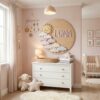 Personalized Round Nursery Name Wood Sign, Custom Boho Wooden Hanging Plaque For Baby Room Or Kids Bedroom Wall Decor, Newborn Shower Gift Boys Girls - Style 4
