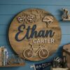 Personalized Round Nursery Name Wood Sign, Custom Sports Theme Wooden Wall Decor For Baby Room Or Kids Bedroom, Baby Shower Gift For Boys - Style 8
