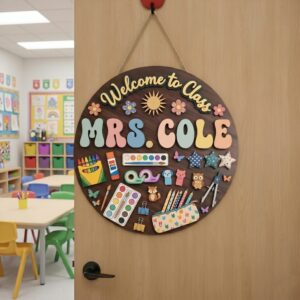 Personalized Teacher Door Signs Elementary Classroom Custom Name Door Hanger Back To School Decor Welcome Sign Appreciation Gift Classroom Decoration - Style 2