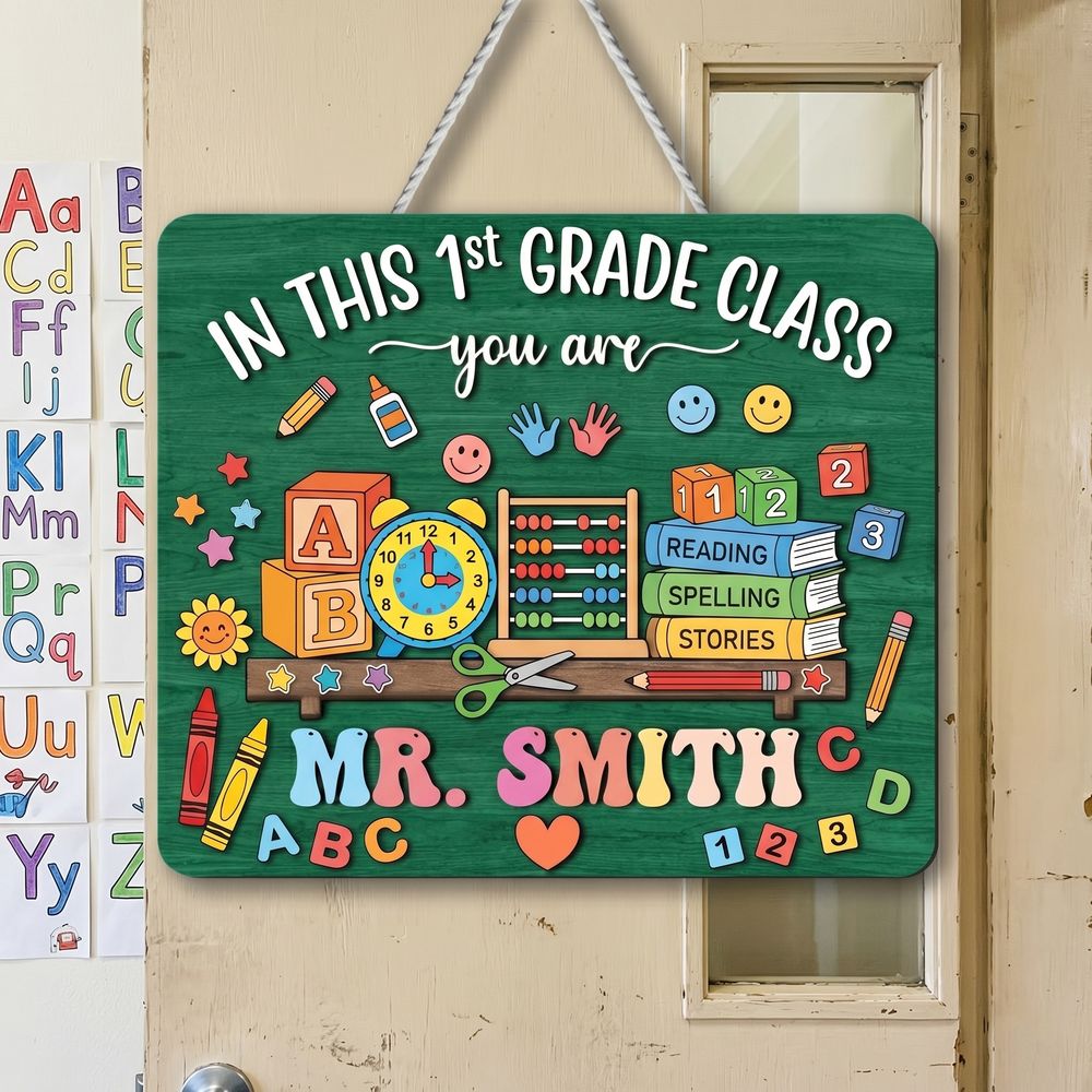 Personalized Teacher Door Signs Elementary Classroom Custom Name Door Hanger Back To School Decor Welcome Sign Appreciation Gift Classroom Decoration - Style 4