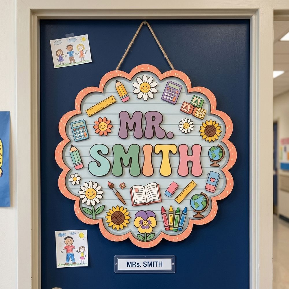 Personalized Teacher Door Signs Elementary Classroom Custom Name Door Hanger Back To School Decor Welcome Sign Appreciation Gift Classroom Decoration - Style 9