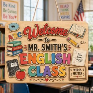 Personalized Teacher Door Signs English Classroom Custom Name Door Hanger Back To School Decor Welcome Sign Appreciation Gift Classroom Decoration - Style 2
