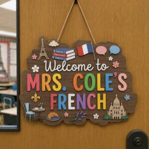 Personalized Teacher Door Signs, French Classroom Custom Name Door Hanger, Back To School Decor, Welcome Sign, Appreciation Gift, Classroom Decoration - Style 1