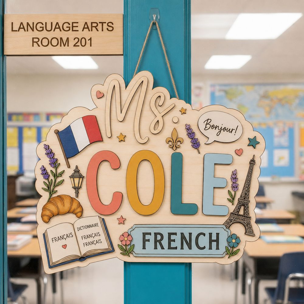 Personalized Teacher Door Signs, French Classroom Custom Name Door Hanger, Back To School Decor, Welcome Sign, Appreciation Gift, Classroom Decoration - Style 6