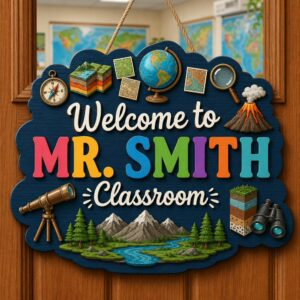 Personalized Teacher Door Signs Geography Classroom Custom Name Door Hanger Back To School Decor Welcome Sign Appreciation Gift Classroom Decoration - Style 2