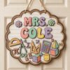 Personalized Teacher Door Signs, Math Classroom Custom Name Door Hanger, Back To School Decor, Welcome Sign, Appreciation Gift, Classroom Decoration - Style 7