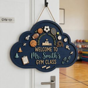 Personalized Teacher Door Signs, Pe Class Custom Name Door Hanger, Back To School Decor, Welcome Sign, Appreciation Gift, Classroom Decoration - Style 2