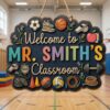 Personalized Teacher Door Signs, Pe Class Custom Name Door Hanger, Back To School Decor, Welcome Sign, Appreciation Gift, Classroom Decoration - Style 4