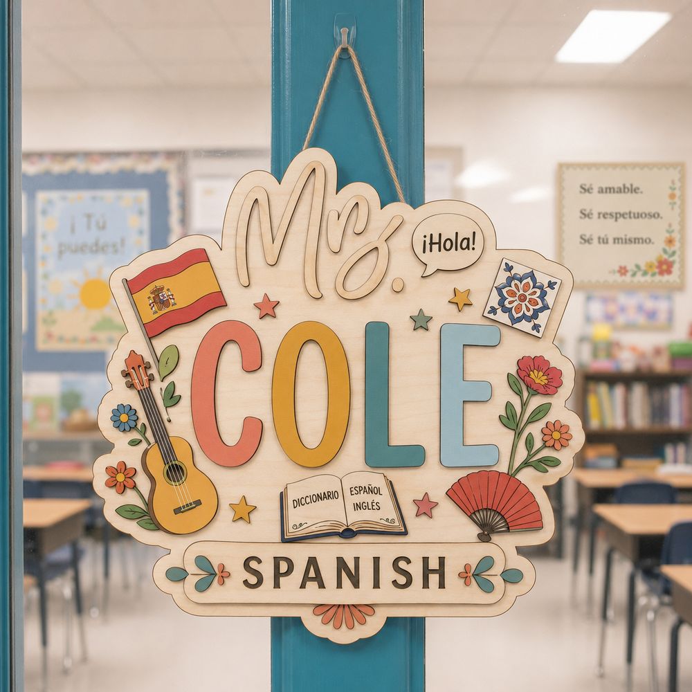 Personalized Teacher Door Signs Spanish Classroom Custom Name Door Hanger Back To School Decor Welcome Sign Appreciation Gift Classroom Decoration - Style 6