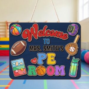 Personalized Teacher Name Wood Sign, Custom Sports Classroom Door Sign, Wooden Wall Plaque, Teacher Appreciation Back To School Gift - Style 1
