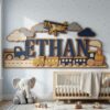 Personalized Transportation Wooden Name Sign For Nursery Custom 3D Train Airplane And Truck Wood Name Wall Decor For Boy Room Vehicle Theme Baby Gift - View 4