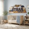 Personalized Transportation Wooden Name Sign For Nursery Custom 3D Train Airplane And Truck Wood Name Wall Decor For Boy Room Vehicle Theme Baby Gift