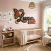 Personalized Tropical Floral Wood Name Sign For Nursery Custom Hibiscus And Palm Leaf Wooden Wall Art Beach Theme Baby Girl Room Decor New Baby Gift
