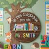 Personalized Welcome Classroom Door Sign, Custom Teacher Name Wood Plaque, School Wall Hanging Decor, Back To School Gift, Teacher Appreciation - Style 1
