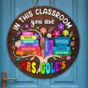 Personalized Welcome Classroom Door Sign, Custom Teacher Name Wood Plaque, School Wall Hanging Decor, Back To School Gift, Teacher Appreciation - Style 3