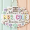 Personalized Welcome Classroom Door Sign, Custom Teacher Name Wood Plaque, School Wall Hanging Decor, Back To School Gift, Teacher Appreciation - Style 4