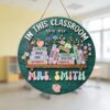 Personalized Welcome Classroom Door Sign, Custom Teacher Name Wood Plaque, School Wall Hanging Decor, Back To School Gift, Teacher Appreciation - Style 5