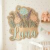 Personalized Wildflower Name Sign For Nursery Custom Floral Wooden Wall Decor For Baby Girl Room 3D Flower Garden Wood Sign Unique Newborn Gift - Style 5