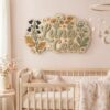 Personalized Wildflower Wooden Name Sign For Nursery Custom 3D Layered Floral Wood Name Wall Decor For Baby Girl Room Boho Flower Nursery - View 2