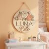 Personalized Wooden Name Sign For Nursery, Custom Peony Bouquet Wood Wall Decor For Kids Room, Baby Shower Gifts, Newborn Keepsake