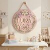 Personalized Wooden Name Sign For Nursery, Custom Lily Floral Wood Wall Decor For Kids Room, Baby Shower Gifts, Newborn Keepsake