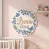 Personalized Wooden Name Sign For Nursery, Custom Bluebell Butterfly Wood Wall Decor For Kids Room, Baby Shower Gifts, Newborn Keepsake