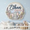 Personalized Wooden Name Sign For Nursery, Custom Elephant Wooden Wall Sign For Kids Room, Baby Shower Gifts, Newborn Keepsake