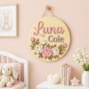 Personalized Wooden Name Sign For Nursery, Custom Pink Peony Wood Wall Decor For Kids Room, Baby Shower Gifts, Newborn Keepsake