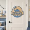 Personalized Wooden Name Sign For Nursery, Baby Shower Gifts, Dinosaur Kids Room Door Sign Custom Bedroom Wall Decor Plaque Gifts, Newborn Keepsake - Style 1