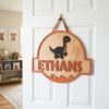 Personalized Wooden Name Sign For Nursery, Baby Shower Gifts, Dinosaur Kids Room Door Sign Custom Bedroom Wall Decor Plaque Gifts, Newborn Keepsake - Style 5