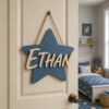 Personalized Wooden Name Sign For Nursery, Baby Shower Gifts, Minimalist Kids Decor, Custom Shaped Wooden Plaque For Baby Room, Newborn Keepsake - Style 1