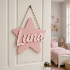 Personalized Wooden Name Sign For Nursery, Baby Shower Gifts, Minimalist Kids Decor, Custom Shaped Wooden Plaque For Baby Room, Newborn Keepsake - Style 2