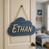 Personalized Wooden Name Sign For Nursery, Baby Shower Gifts, Minimalist Kids Decor, Custom Shaped Wooden Plaque For Baby Room, Newborn Keepsake - Style 3