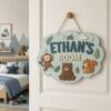 Personalized Wooden Name Sign For Nursery, Baby Shower Gifts, Newborn Keepsake, Animal Baby Decor, Custom Kids Room Name Plaque Wall Decor Gifts - Style 1