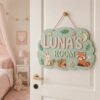 Personalized Wooden Name Sign For Nursery, Baby Shower Gifts, Newborn Keepsake, Animal Baby Decor, Custom Kids Room Name Plaque Wall Decor Gifts - Style 2