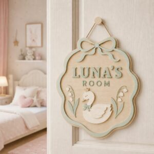 Personalized Wooden Name Sign For Nursery, Baby Shower Gifts, Newborn Keepsake, Animal Girls Decor, Custom Wooden Plaque For Kids Room Wall Art Gifts - Style 2