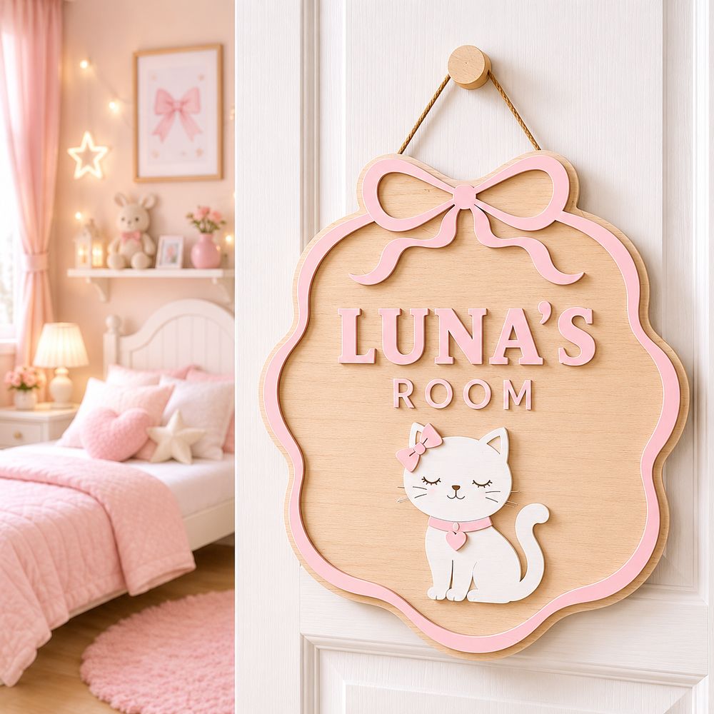 Personalized Wooden Name Sign For Nursery, Baby Shower Gifts, Newborn Keepsake, Animal Girls Decor, Custom Wooden Plaque For Kids Room Wall Art Gifts - Style 3