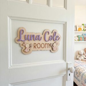 Personalized Wooden Name Sign For Nursery, Baby Shower Gifts, Newborn Keepsake, Animal Kids Decor, Custom Wooden Name Plaque For Baby Room Wall Art - Style 1