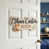 Personalized Wooden Name Sign For Nursery, Baby Shower Gifts, Newborn Keepsake, Animal Kids Decor, Custom Wooden Name Plaque For Baby Room Wall Art - Style 3