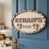 Personalized Wooden Name Sign For Nursery, Baby Shower Gifts, Newborn Keepsake, Animal Nursery Decor, Custom Oval Wooden Door Plaque For Kids Room - Style 2