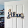 Personalized Wooden Name Sign For Nursery, Baby Shower Gifts, Newborn Keepsake, Animal Nursery Decor, Custom Wooden Name Plaque For Kids Room Wall Art - Style 7