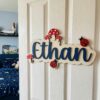 Personalized Wooden Name Sign For Nursery, Baby Shower Gifts, Newborn Keepsake, Animal Nursery Decor, Custom Wooden Name Plaque For Kids Room Wall Art - Style 9