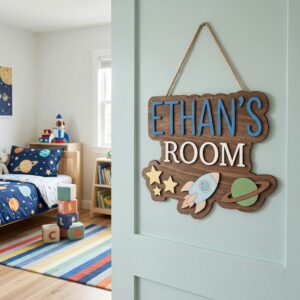 Personalized Wooden Name Sign For Nursery, Baby Shower Gifts, Newborn Keepsake, Baby Bedroom Decor, Custom Kids Room Door Plaque Wall Art - Style 1