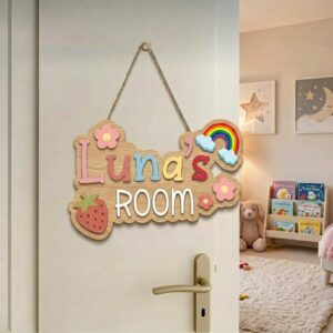 Personalized Wooden Name Sign For Nursery, Baby Shower Gifts, Newborn Keepsake, Baby Bedroom Decor, Custom Kids Room Door Plaque Wall Art - Style 2