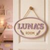 Personalized Wooden Name Sign For Nursery, Baby Shower Gifts, Newborn Keepsake, Custom Baby Room Wall Decor Flower, Door Sign Plaque For Girls Or Boys - Style 3
