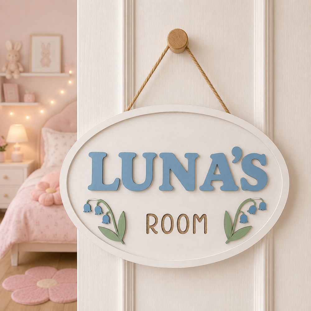 Personalized Wooden Name Sign For Nursery, Baby Shower Gifts, Newborn Keepsake, Custom Baby Room Wall Decor Flower, Door Sign Plaque For Girls Or Boys - Style 5